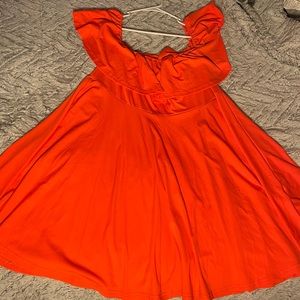 Neon orange off the shoulder dress, stretchy material, XXXL, bought on Amazon
